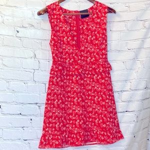 Nightwalker Red Pink Floral Elsa Garden Party Ruffle Waist Mini Dress Size Small